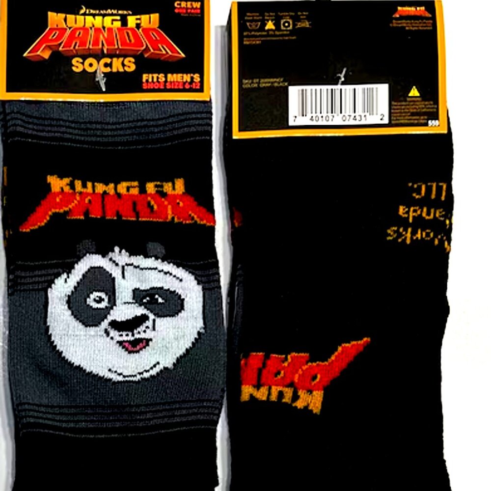 Men's Fashion Novelty Casual Fun KUNG FU PANDA Crew SOCKS Size 6-12